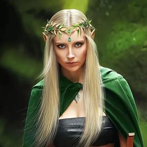 매혹적인 숲 요정 잎 크라운 헤드 피스 - 코스프레 할로윈 엘프 공주를위한 섬세한 여성 의상 액세서리