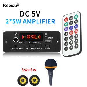 Kebidu 10W 디지털 앰프 MP3 디코더 보드 DC 5V 블루투스 5.0 FM 지원 마이크 자동차 MP3 플레이어 (리모컨 포함)