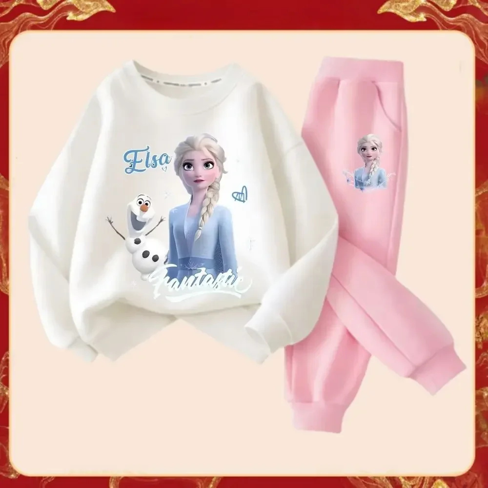디즈니 냉동 엘사 공주 소녀의 패션 만화 인쇄 된 운동복 봄 키즈 긴 소매 스포츠 투피스 양복 운동복