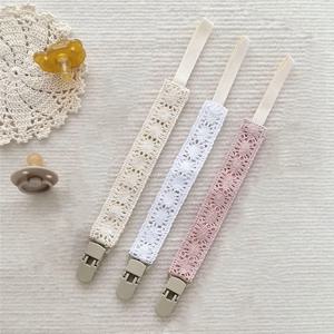 아기 레이스 패브릭 젖꼭지 체인 젖꼭지 클립 세련된 패브릭 및 플라스틱 젖꼭지 홀더 테더 장난감