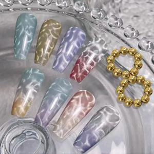 10개/20개 물결 무늬 고양이 눈 자석 젤 비즈 다기능 네일 아트 꽃 조각 고양이 자석 DIY 네일 아트 디자인 도구