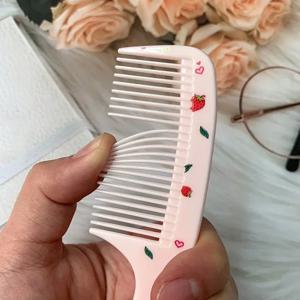 2개 세트 귀여운 어린이용 헤어 빗 세트 정전기 방지 딸기 모양 빗 소녀용 휴대용 헤어드레싱 빗