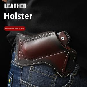 다기능 도구 전술용 가죽 홀스터, 최상급 소가죽 허리 가방, 접이식 칼 보관 케이스