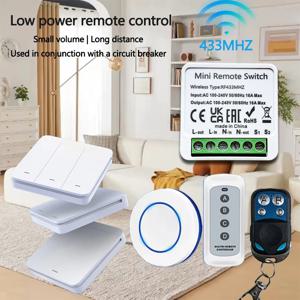 무선 스마트 스위치 433MHz 1/2/3 갱 벽 스위치 4 키/라운드 패널 미니 스위치 제어 16A 릴레이 차단기 AC100-240V 홈 DIY