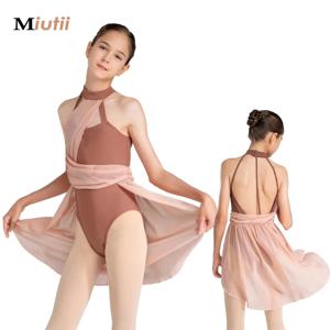 키즈 여자 발레 댄스 스커트 레오타드 서정적 현대 드레스 예술적 체조 피겨 스케이팅 저지 공연 의상