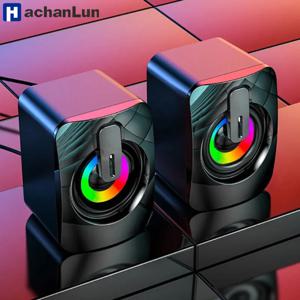 컴퓨터 스피커 PC 사운드 박스 HIFI 마이크 스테레오 USB 유선 Caixa De Som 데스크탑 컴퓨터 용 LED 조명