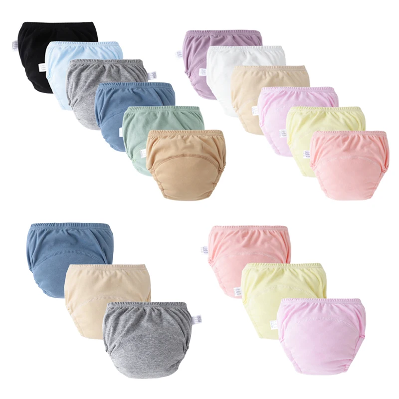 3/6Pcs 아기 기저귀 훈련 바지 소녀를위한 어린이 속옷 소년 빨 수있는 유아 천 기저귀 재사용 가능한 기저귀 유아 반바지