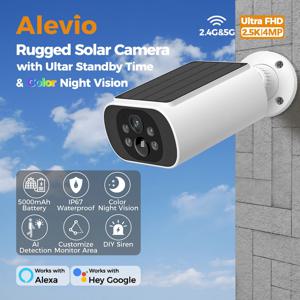 ALEVIO 2.5K 태양광 CCTV 카메라 무선 실외, 2.4G/5G WIFI 감시카메라, 초장시간 대기, PIR 스마트 조명, 컬러 나이트 비전, AI 감지, 배터리 카메라
