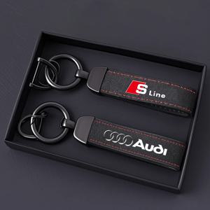 아우디 S라인 A1 A2 A3 A4 A5 A6 A7 A8 Q1 Q2 Q3 Q4 Q5 Q6 Q7 Q8 TT S5 B8용 자동차 로고 키링 액세서리 남성 스웨이드 키체인