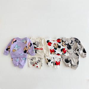 디즈니 만화 운동복 세트 가을 옷 인기 디자인 브랜드 아동 의류 긴 소매 탑 + 바지 캐주얼 의상