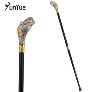 화이트 골드 티라노사우루스 헤드 패션 선물 워킹 스틱 아트 장식 워킹 지팡이 신사 우아한 코스프레 지팡이 영화 소품