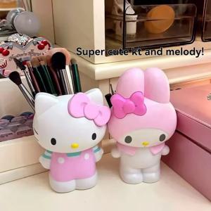 Sanrio Kawaii 마이 멜로디 애니메이션 헬로 키티 펜 홀더 귀여운 만화 편지지 메이크업 브러쉬 주최자 데스크탑 장식 선물 장난감