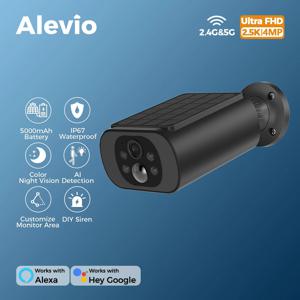 ALEVIO 태양광 보안 CCTV 카메라 WIFI 실외 무선 감시 카메라 고화질 소형카메라 2.5K, 초장시간 대기, PIR 스마트 조명, 컬러 야간 투시, AI 감지, 배터리 카메라, 2.4G/5Ghz WIFI 홈캠