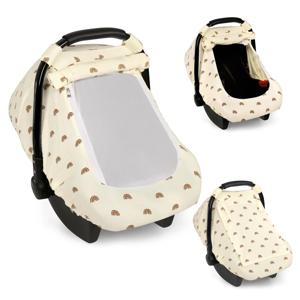 무슬린 카시트 커버 아기 - 통기성 및 프라이버시 카시트 캐노피 3가지 모드 - 간편 설치 & 선물 상자 포장