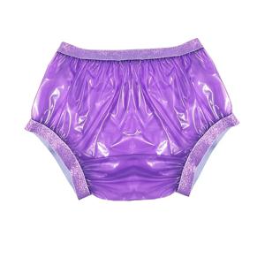 재사용 가능한 플라스틱 팬티 성인 아기 기저귀 팬츠 요실금 팬티 기저귀 커버 PVC 팬티 보라색