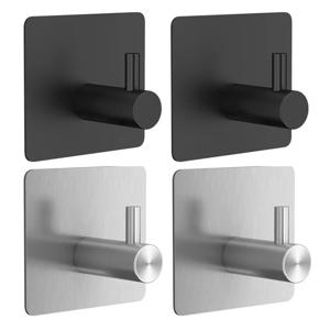 4/1pcs 키에 대 한 검은 자기 접착 벽 후크 옷 걸이 욕실 문 가운 후크 코트 랙 수건 홀더 액세서리