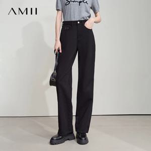AMII 미니멀리스트 2025 가을 신상 팬츠 미니멀리즘 레트로 캐주얼 오피스룩 여성 순면 청바지 데님 트라우저 12543141