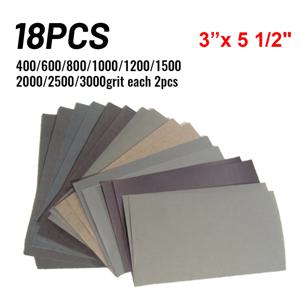 18pc 사포 400-3000grit 샌드 페이퍼 물/건식 샌딩 페이퍼 목재 샌딩 용 연마 도구 금속 연마 시트 샌딩 도구
