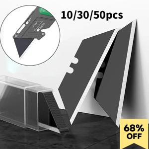 10/30/50Pcs 사다리꼴 유틸리티 나이프 블레이드 세트 강철 소재 DIY 아트 공예 특수 커터 교체 도구