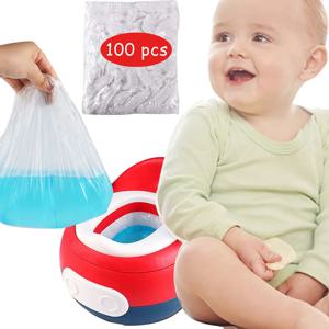 100pcs 유니버설 베이비 변기 훈련 변기 빈 가방 어린이 여행 변기 라이너 아기 똥 가방 청소하기 쉬운 기저귀 가방