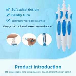 회전식 스크류 귀지 제거 도구 귀 청소기 부드러운 실리콘 16개 교체 팁 귀지 추출을 간단하게 잡아라