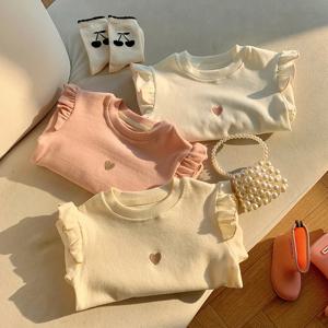 새로운 어린이 티셔츠 스웨터 소녀 긴팔 봄, 가을 모델 긴팔 바닥 셔츠 소녀 스웨터 티셔츠 긴