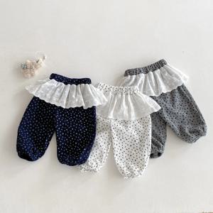 가을 여아 레깅스, 한국식 유아 및 유아용 긴 바지, 0-3세 아동복, 겉옷 꽃무늬 커버