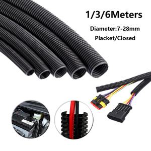 1/3/6M 골판지 Pipe7mm-28mm 자동차 케이블 내열성 절연 튜브 하네스 모터 전기 와이어 보호 액세서리