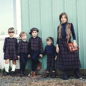 알리 플러스 AW25 고품질 플래드 코튼 컬렉션 여아 드레스 아기 롬퍼 남아 상의 및 스커트