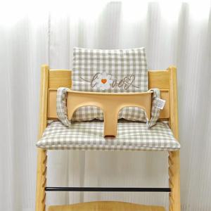 2025 아동용 체크무늬 식탁의자 쿠션, 유아용 하이체어 쿠션, 아기 순면 미끄럼 방지 하이풋스툴 쿠션