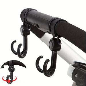 2개 360 °   회전식 다기능 유모차 후크, 범용 전기 자동차 후크, 무타공 다기능 수납 후크.