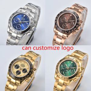 남성용 39mm 럭셔리 VK63 쿼츠 손목시계 팬더 타입 아라비아 숫자 크로노그래프 시계 VK63 데이토 나토 시계 로고 맞춤 가능