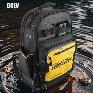 DGEV 도구 가방 남자 어깨 배낭 다기능 유지 보수 캔버스 가방 전기 도구 주최자 내구성 휴대용