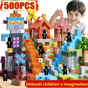 10-500PCS 자기 빌딩 블록 자석 세트 벽돌 미니 세계 STEM 건설 DIY 교육 완구 어린이를위한 생일 선물