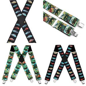 성인용 드레스 팬츠 서스펜더, 4개의 클립 포함, X자형, 탄력성, 조절 가능, 미끄럼 방지 서스펜더