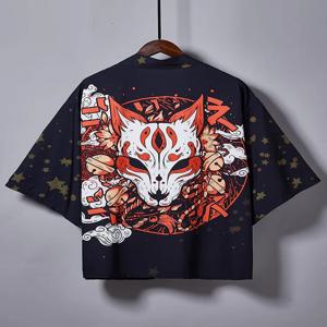 일본식 유카타 기모노 하오리 남성 카디건 하라주쿠 만화 여성 오비 블랙 스트리트웨어 남성 여름 자외선 차단 비치 셔츠