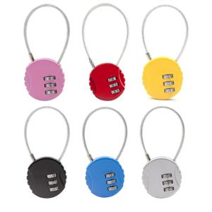 라운드 스틸 와이어 로프 콤비네이션 자물쇠, 수하물, 가방, 백팩, 핸들 케이스용, 미니 삼자리 콤비네이션 패드락