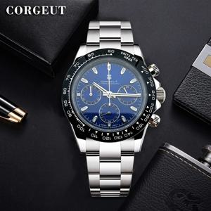 맞춤형 로고 럭셔리 남성용 39mm 쿼츠 시계 크로노그래프 사파이어 패셔너블 트렌디 스타일리시 스포츠 고무 밴드 손목시계