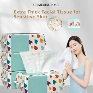프리미엄 면 페이스 타월 100개 |   초부드러운 메이크업 리무빙 패드 |   민감한 피부를 위한 특대형 페이셜 티슈