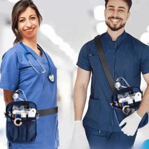 조절 가능한 스트랩 간호사 허리 가방 대용량 다중 포켓 간호사 크로스바디 백 내구성 간호사 허리 파우치 요양원용