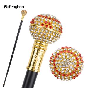 화이트 레드 인조 다이아몬드 볼 워킹 케인 패션 장식용 지팡이 신사 공연용 스테이지 케인 92cm