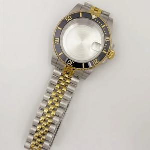 NH35 케이스 40MM 골드 밀폐형 바닥 케이스 5비드 스트랩 + 링 사파이어 글라스 풀세트 (NH36 호환)