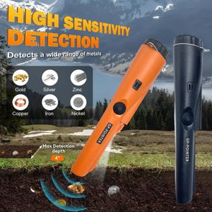 금속 탐지기 핀포인터 - 전문가용 방수 핸드헬드 핀 포인터 완드 - 고감도 360 °   성인 및 어린이를 위한 검사