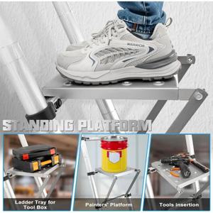 보관실, 주방 및 가정용 페인트공을 위한 작업용 사다리 트레이, 실용적인 넓은 계단이 있는 사다리 작업 플랫폼