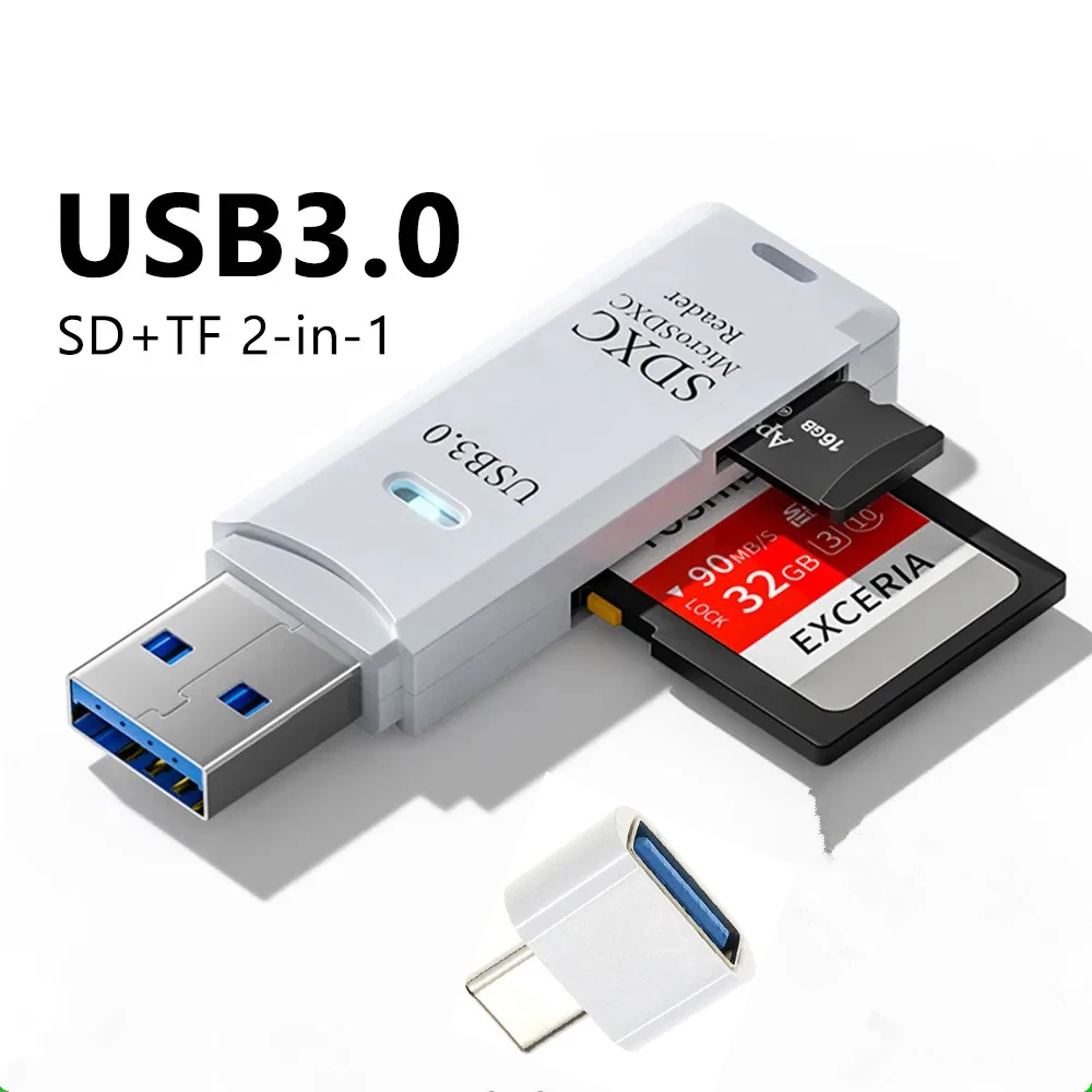 Tutew 다기능 2 in 1 고속 USB 3.0/2.0 카드 리더기 TF+SD 지원 컴퓨터 태블릿 카메라 노트북 차량용