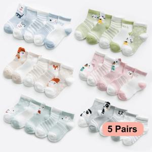 여아용 면 메쉬 아기 양말, 귀여운 신생아 양말, 아기 의류 액세서리, 0-2 세 영아용, 5 쌍 세트