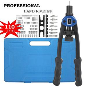 핸드 리베터 너트 건 세트, M3 M4 M5 M6 M8 M10 M12 핸드 블라인드 리벳 도구, 110 개