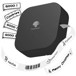 [신제품] Phomemo Q30 휴대용 미니 라벨 메이커 무선 블루투스 핸들 라벨 프린터 테이프 포함 다중 템플릿 검정색