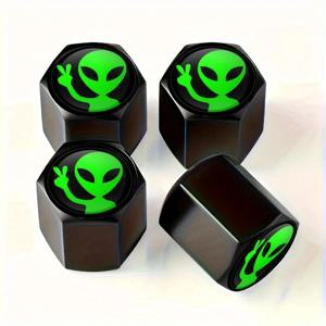 4pcs 외계인 자동차 바퀴 타이어 밸브 모자 줄기 공기 커버 자동차 스타일링 트럭 자동차 오토바이 자전거 Accessorie