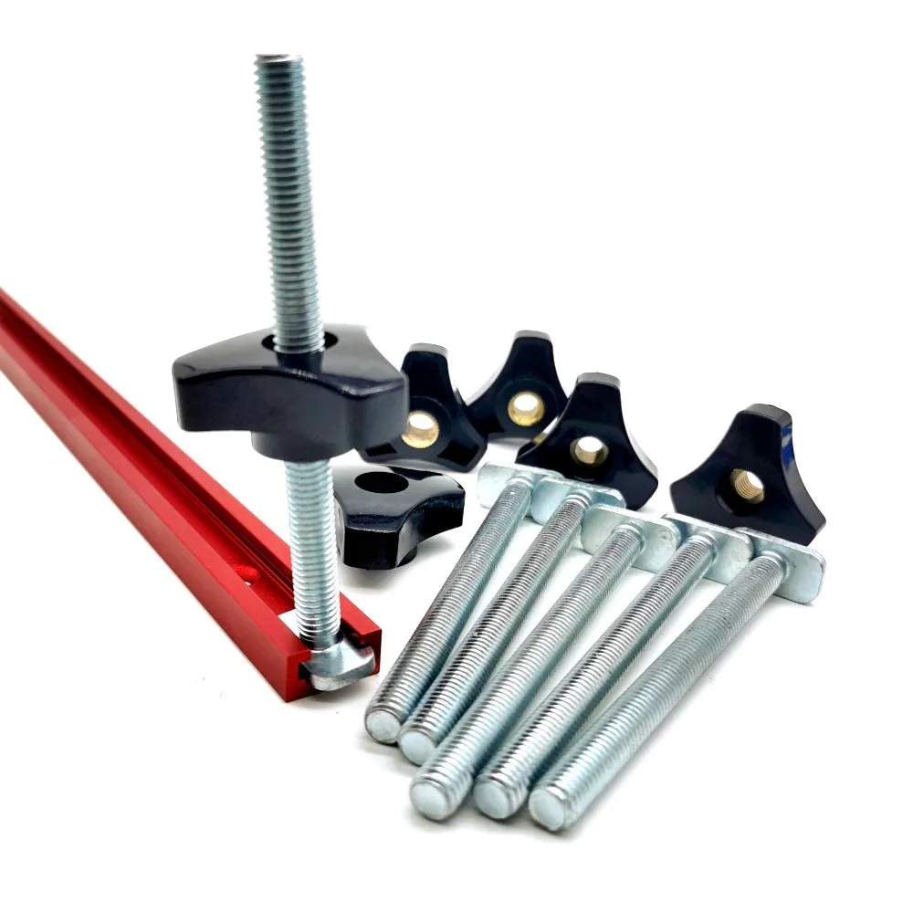 10 팩 T 볼트 및 너트 세트 M8 목공 도구 지그 나사 슬롯 패스너 및 스루홀 너트 마이터 트랙 볼트 지그(나사 포함)